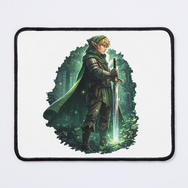 Item preview, Forest Guardian Elf Link of Zelda Fantasy Art designed and sold by Mystic Wild Studio.