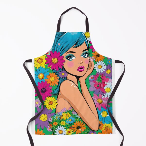 Item preview, Colorful Floral Portrait with Vibrant Blue Hair designed and sold by Artessie.