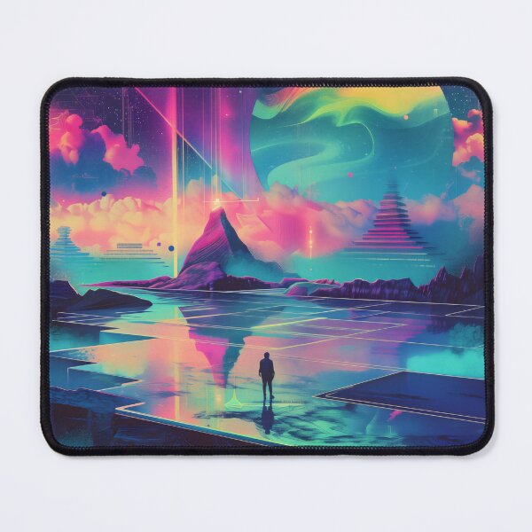 Item preview, Surreal Vaporwave Figure Neon Cosmic Dreamscape designed and sold by LuminousFoundry.