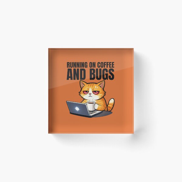 Item preview, Running on coffee and bugs programmer cat designed and sold by franky-and-art.