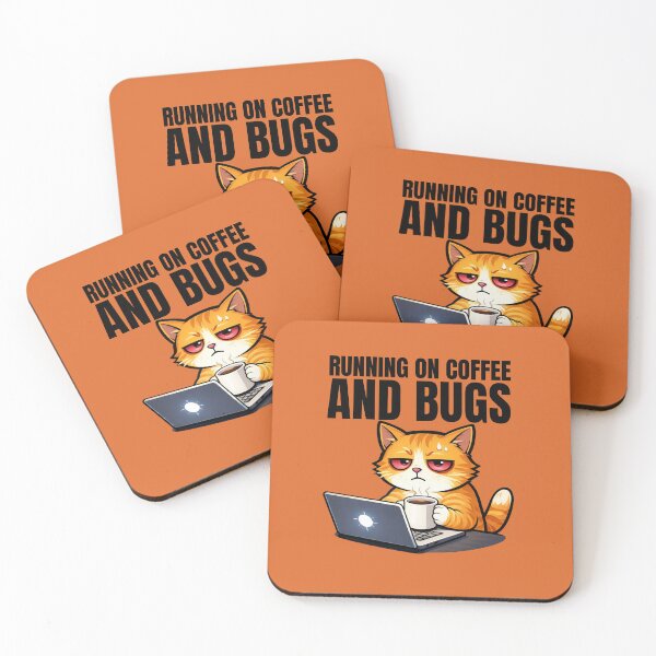 Item preview, Running on coffee and bugs programmer cat designed and sold by franky-and-art.