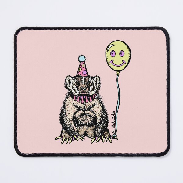 Item preview, Silly Cute American Badger Clown Original Art Illustration designed and sold by Intergalactic Unicorn: Art by Anna Schmidt.