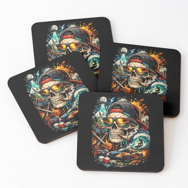 Item preview, Skull Lifestyle Collage – Surfer, Gamer, Biker & Street Art Design designed and sold by Patricia Piotrak.