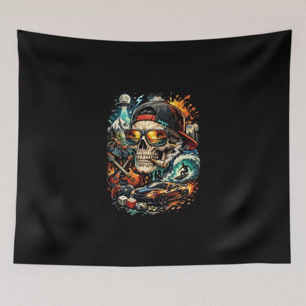 Item preview, Skull Lifestyle Collage – Surfer, Gamer, Biker & Street Art Design designed and sold by Patricia Piotrak.