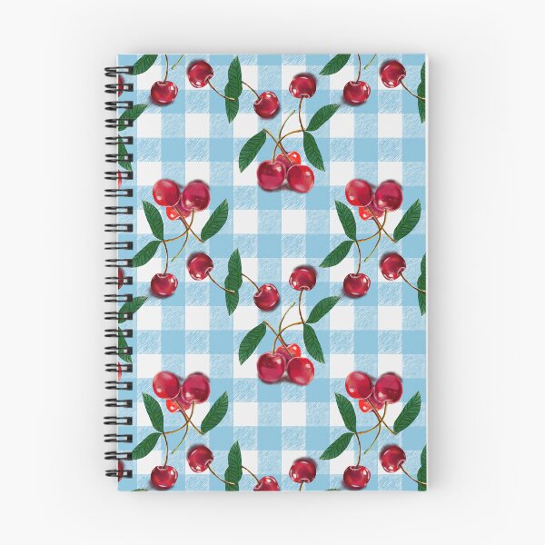Item preview, Country Picnic Juicy red Cherries on Blue White Vichy Gingham Kitchen Retro Check designed and sold by Oksana Graf Art.