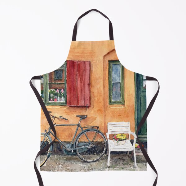 Item preview, Copenhagen Charm: Vintage Bicycle and Orange Wall Watercolor designed and sold by Gene Lvov.