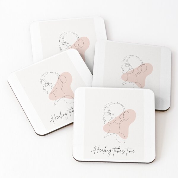 Item preview, Healing Takes Time – Minimalist Line Art Face | Mental Health Self Love Aesthetic Print designed and sold by VibePrint09.