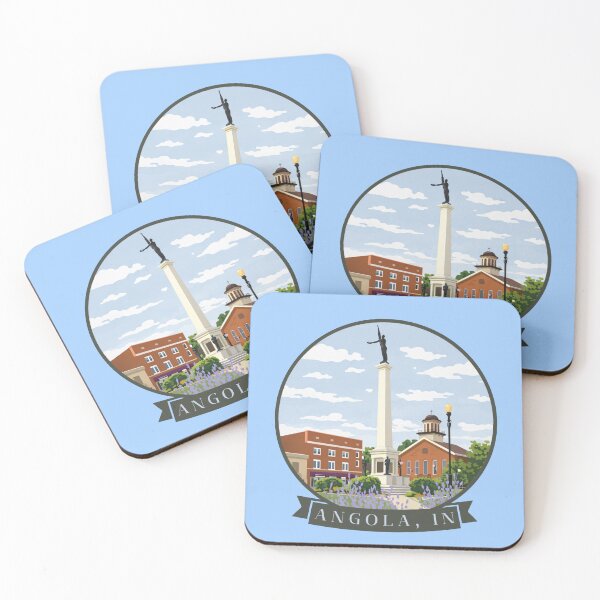 Item preview, Angola Indiana Travel Sticker – Vintage Style City Badge, Monument Circle Illustration designed and sold by SimplyJasper.