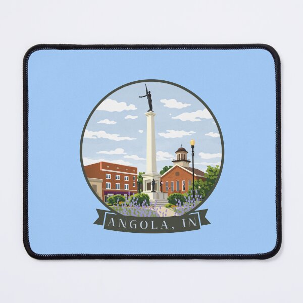 Item preview, Angola Indiana Travel Sticker – Vintage Style City Badge, Monument Circle Illustration designed and sold by SimplyJasper.
