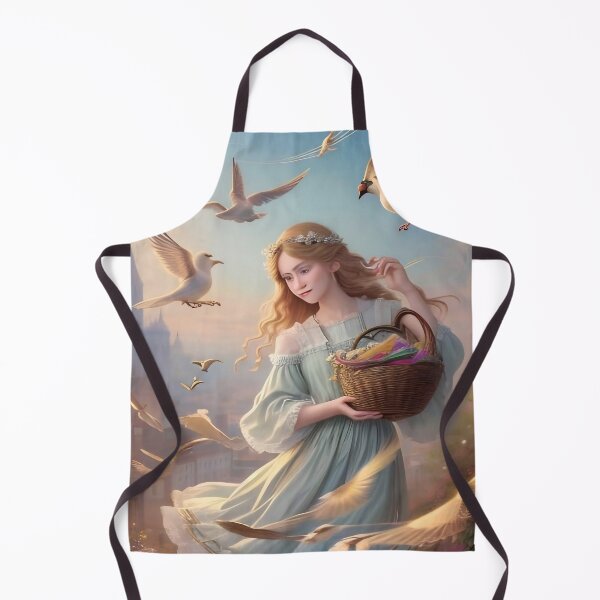 Item preview, Ethereal Maiden with Celestial Birds and Harvest Basket designed and sold by Serene Strokes Art.