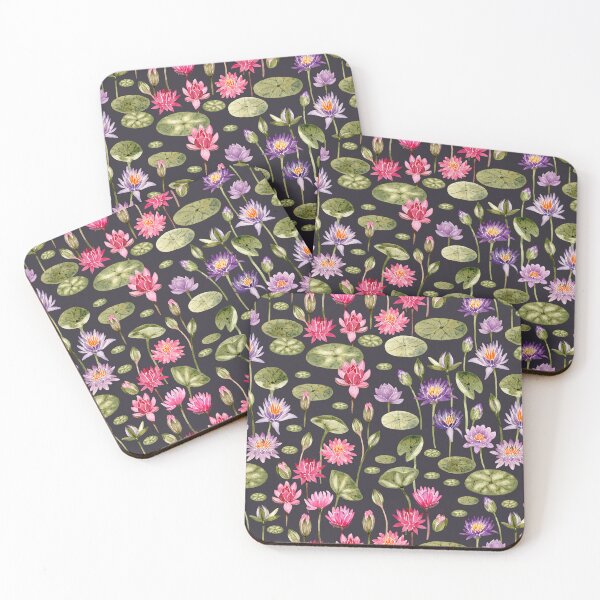 Item preview, Pink and Purple Water Lilies Pattern in Watercolor designed and sold by andrebalest.art.