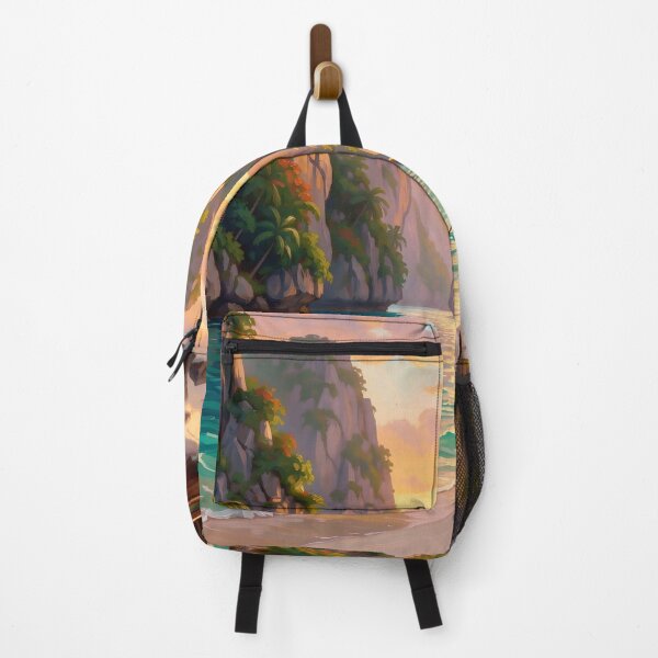 Item preview, Tropical Sunset Bay with Traditional Longtail Boat designed and sold by Serene Strokes Art.