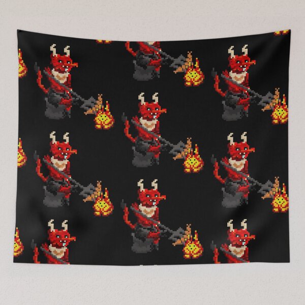 Item preview, Demon grilling sausage over a flame designed and sold by PIXEMONIUM.