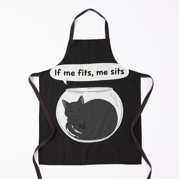 Item preview, "If Me Fits, Me Sits" Funny Liquid Black Cat in Bowl Meme designed and sold by Cipher & Soul.