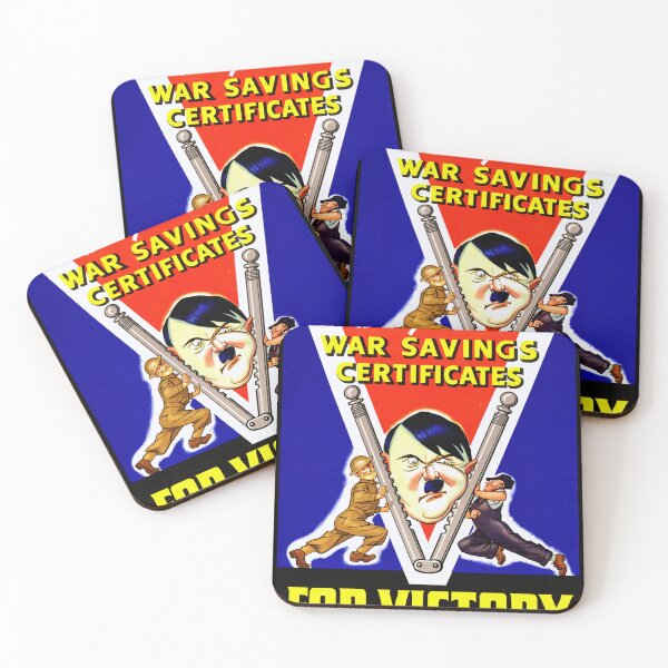 Item preview, WWII Propaganda Poster | Buy War Savings Certificates | Defeat Hitler | Patriotic Art | Vintage Caricature & Bold Colors designed and sold by artofuniverse.