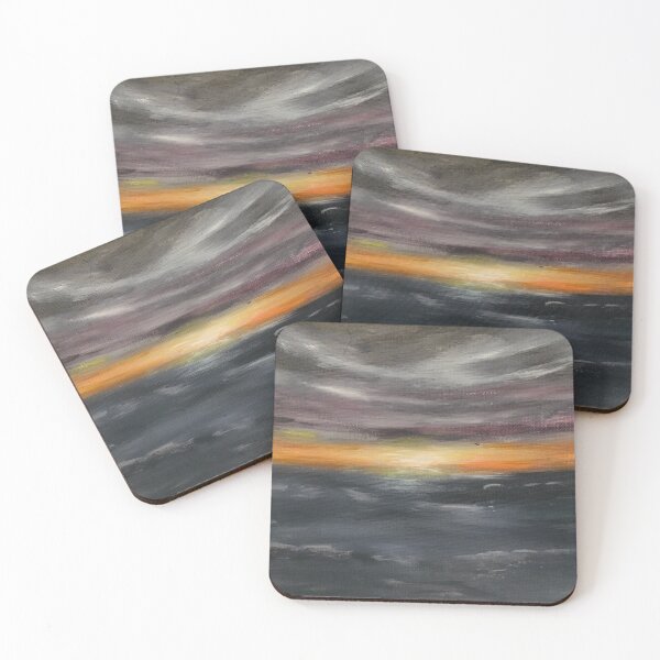 Item preview, Before the Storm – Moody Ocean Sunset Painting, Dark Coastal Wall Art, Dramatic Seascape, Minimalist Sea Landscape designed and sold by TheSlowShore.