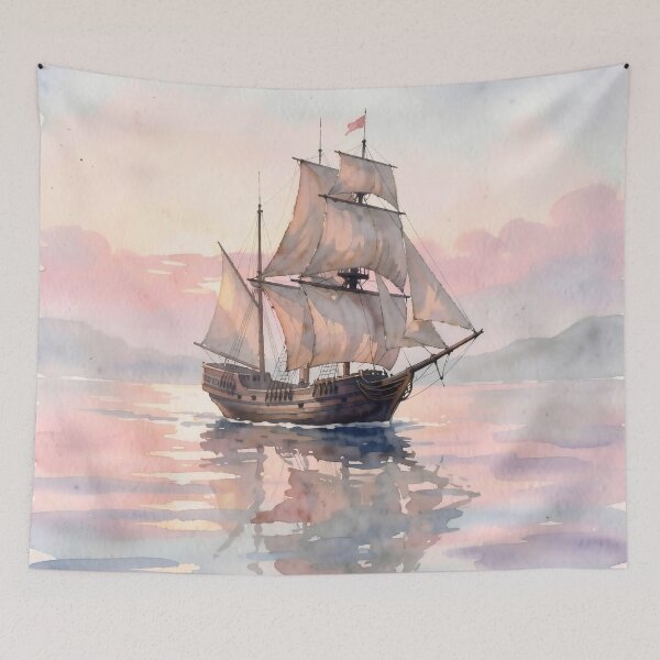 Item preview, Serene Sunset Sails: A Watercolor Voyage designed and sold by Serene Strokes Art.