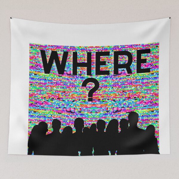 Item preview, Y2K Glitch Art "WHERE?" Social Silhouette Design designed and sold by Atlasoloji.