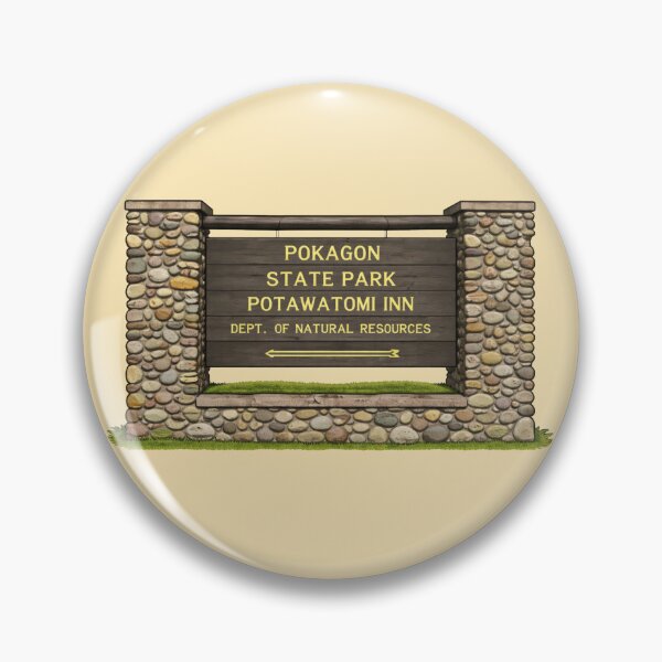 Item preview, Pokagon State Park Sign Sticker – Indiana State Park Vintage Entrance Illustration designed and sold by SimplyJasper.