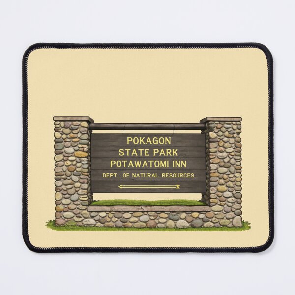 Item preview, Pokagon State Park Sign Sticker – Indiana State Park Vintage Entrance Illustration designed and sold by SimplyJasper.