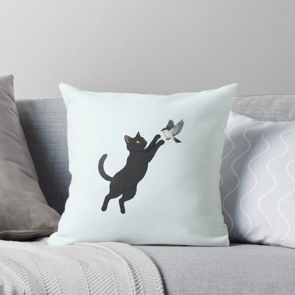 Item preview, Playful Black Cat Jumping Catching Bird Action Art designed and sold by Cipher & Soul.