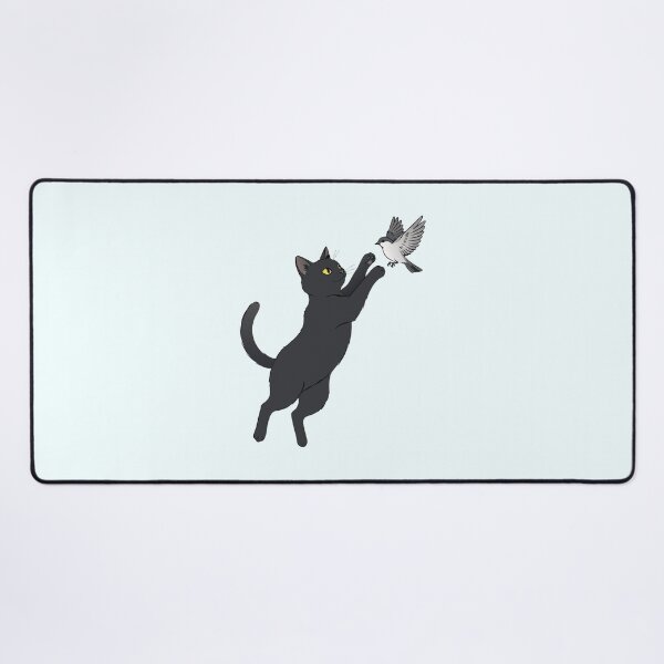 Item preview, Playful Black Cat Jumping Catching Bird Action Art designed and sold by Cipher & Soul.