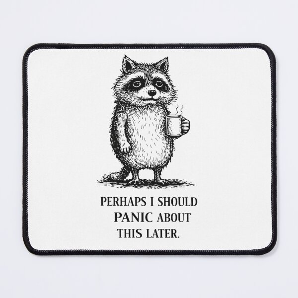 Item preview, Anxiety Raccoon Panic Meme – Perhaps I Should Panic About This Later designed and sold by Region.