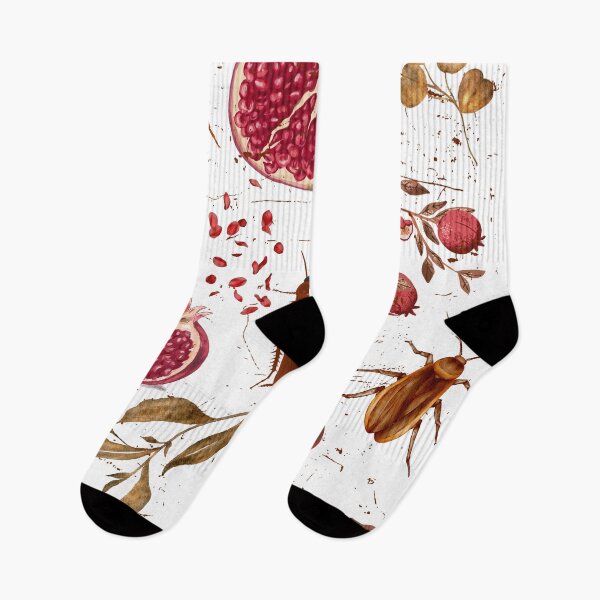 Item preview, Dark Botanical Pomegranate and Cockroach Pattern designed and sold by Atlasoloji.