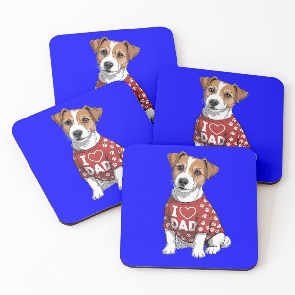 Item preview, Jack Russell Dog Wearing a red Shirt with paw Prints I Love DAD T-Shirt designed and sold by fantasticdesign.
