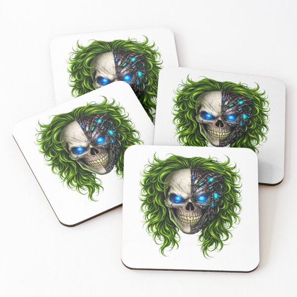 Artikelvorschau, Cyberpunk Skull – Neon Green Hair Blue Eyes Glitch Design entworfen und verkauft von UnglaublichGut.