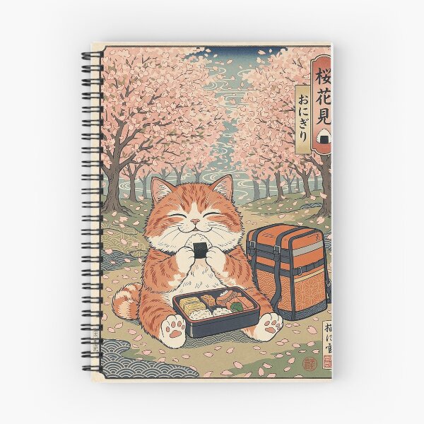 Item preview, Ukiyo-e Cherry Blossom Picnic Cat designed and sold by CataosMeow.