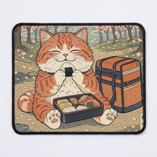 Item preview, Ukiyo-e Cherry Blossom Picnic Cat designed and sold by CataosMeow.