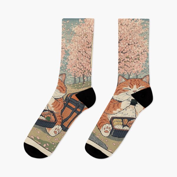 Item preview, Ukiyo-e Cherry Blossom Picnic Cat designed and sold by CataosMeow.