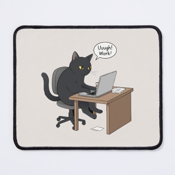 Item preview, "Uuugh! Work!" Funny Working Black Cat Laptop Office Humor designed and sold by Cipher & Soul.