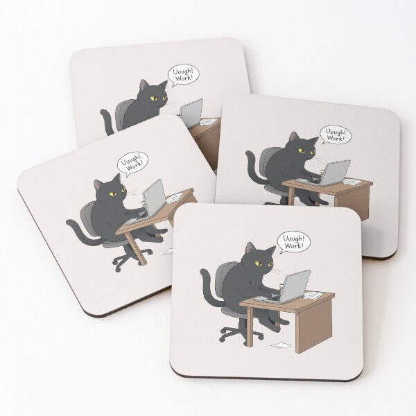 Item preview, "Uuugh! Work!" Funny Working Black Cat Laptop Office Humor designed and sold by Cipher & Soul.