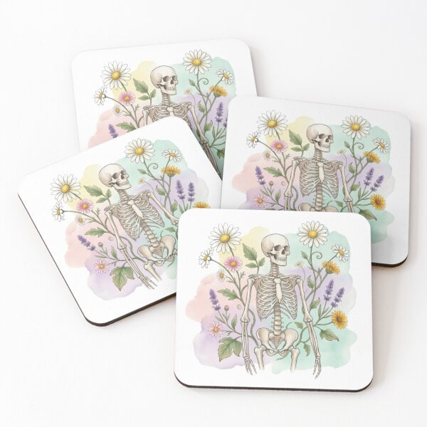 Item preview, Skeleton Blooms Floral Skull Memento Mori Whimsical designed and sold by Prints by Mat.
