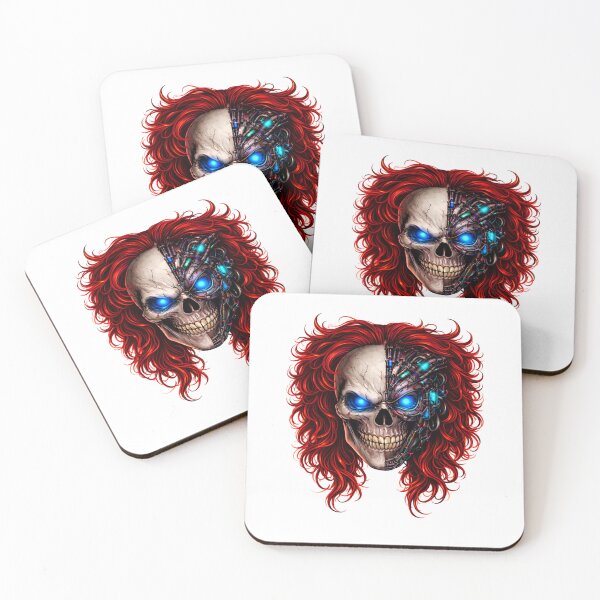 Item preview, Cyberpunk Skull – Neon Red Hair Blue Eyes Glitch Design designed and sold by UnglaublichGut.