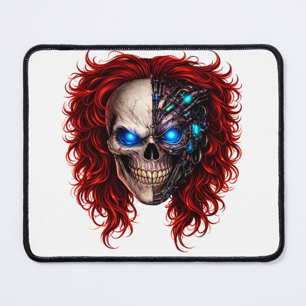 Item preview, Cyberpunk Skull – Neon Red Hair Blue Eyes Glitch Design designed and sold by unglaublichGut.