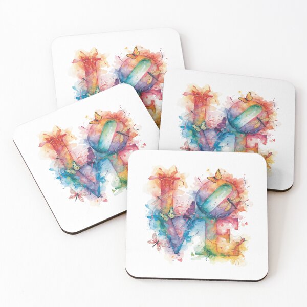 Item preview, The Word 'LOVE' in Bright Colours with Butterflies designed and sold by Soulstar Designs.