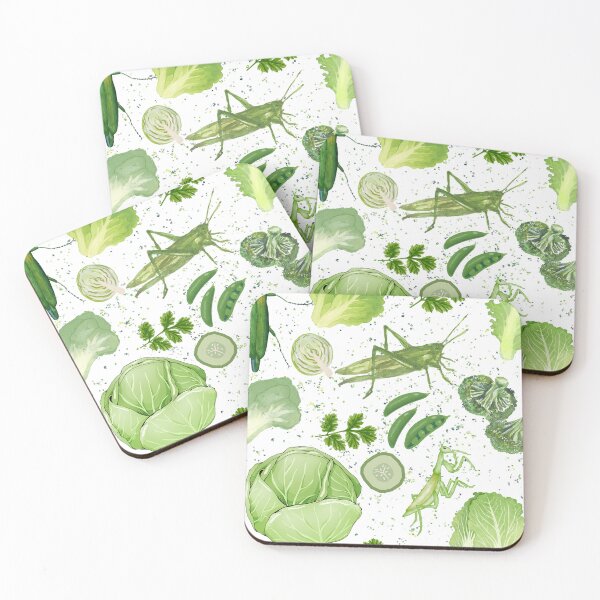 Item preview, Surreal Garden Green Veggies and Insects Pattern  designed and sold by Atlasoloji.
