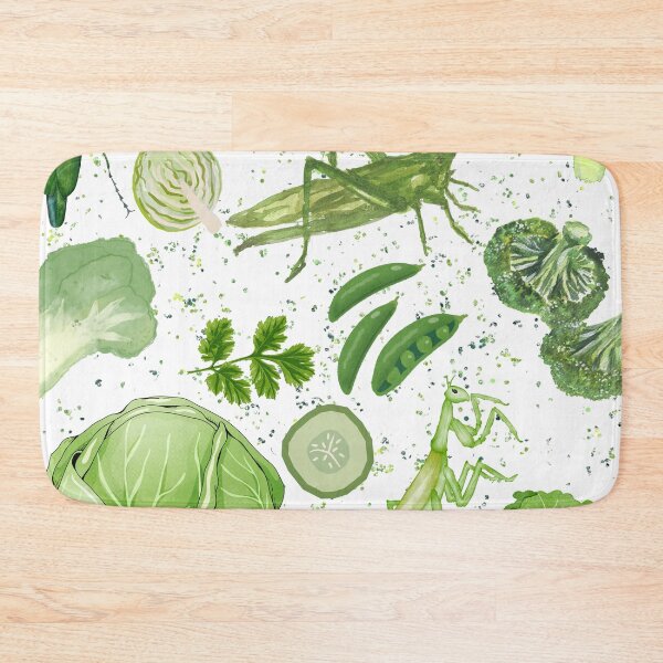 Item preview, Surreal Garden Green Veggies and Insects Pattern  designed and sold by Atlasoloji.