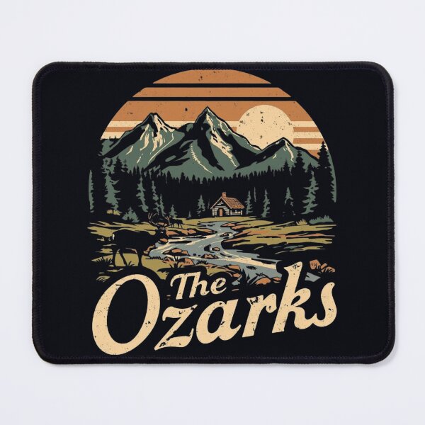 Item preview, The Ozarks Vintage Mountain Cabin Retro Sunset Design designed and sold by PACS0011.