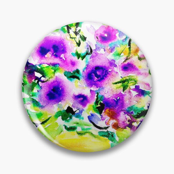 Item preview, Vibrant Watercolor Floral Bouquet in Yellow Vase designed and sold by TinTinBloom.