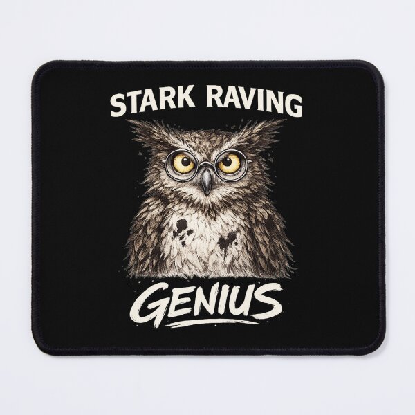 Item preview, Stark Raving Genius Funny Owl Portrait designed and sold by Maljonic.