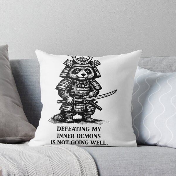 Item preview, Anxiety Raccoon Samurai Meme – Defeating My Inner Demons designed and sold by Region.