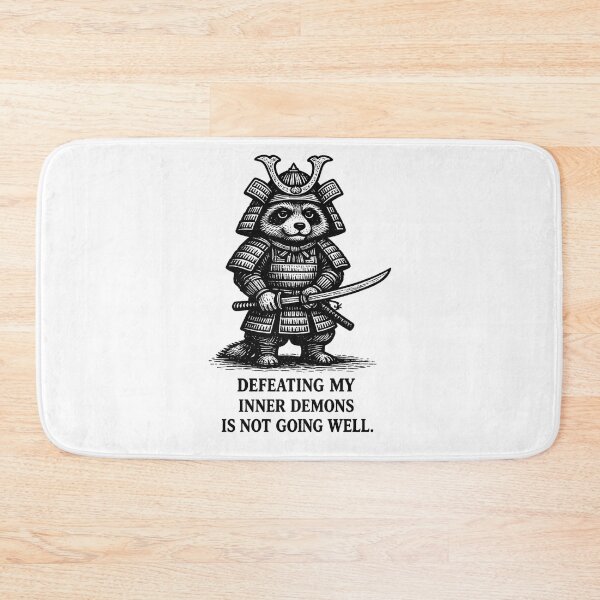 Item preview, Anxiety Raccoon Samurai Meme – Defeating My Inner Demons designed and sold by Region.