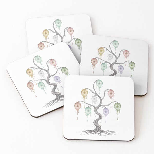 Item preview, Dreamy Tropical Tree Illustration – Delicate pastel blossoms in a floating droplet design designed and sold by Herzbaumatelier.
