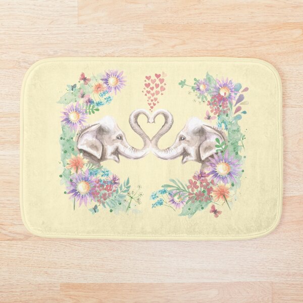 Item preview, Elephant Love Watercolor Floral Heart Illustration designed and sold by LCWaterworth.