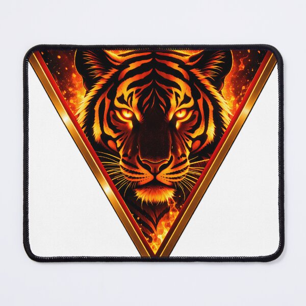 Item preview, Majestic Fire Tiger In Golden Triangle Frame designed and sold by octozap.
