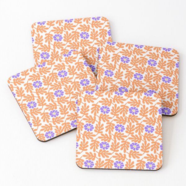 Artikelvorschau, Matisse abstraktes Blumenmuster in Orange und Lila entworfen und verkauft von Atlasoloji.